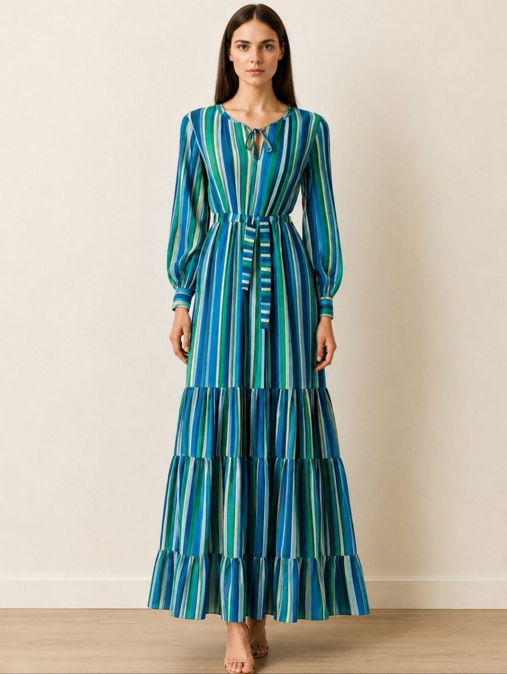 Stradi Farios | Striped Tiered Boho Maxi Dress